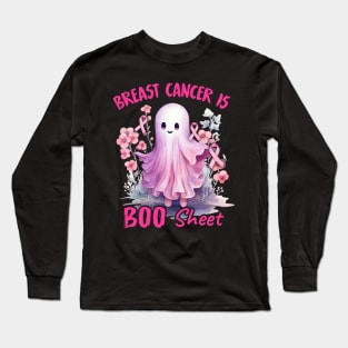 Breast Cancer Is Boo Sheet Halloween Breast Cancer Awareness graphic Long Sleeve T-Shirt
